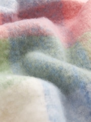 Pink/Blue Check Heavyweight Tassel Trim Blanket Scarf - Image 5 of 5