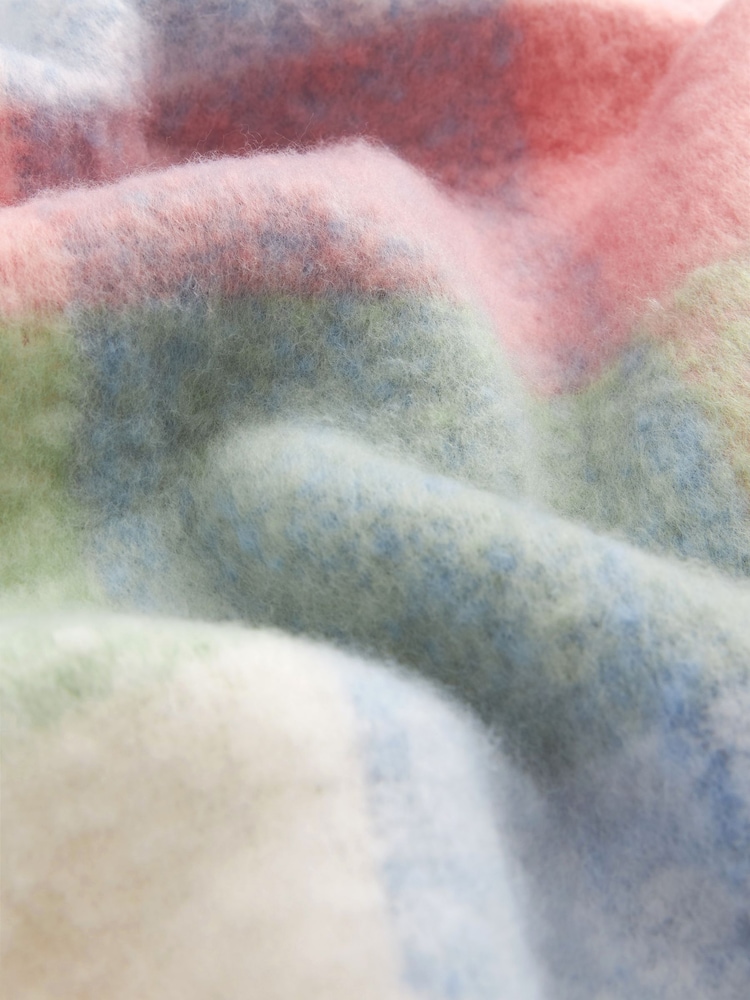Pink/Blue Check Heavyweight Tassel Trim Blanket Scarf - Image 5 of 5