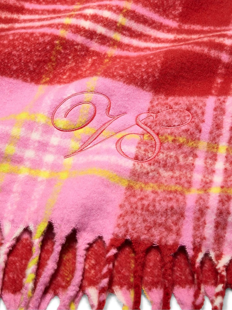 Victoria's Secret Pink Tartan Cosy Blanket Scarf - Image 2 of 2 Victoria's Secret Pink Tartan Cosy Blanket Scarf - Image 2 of 2