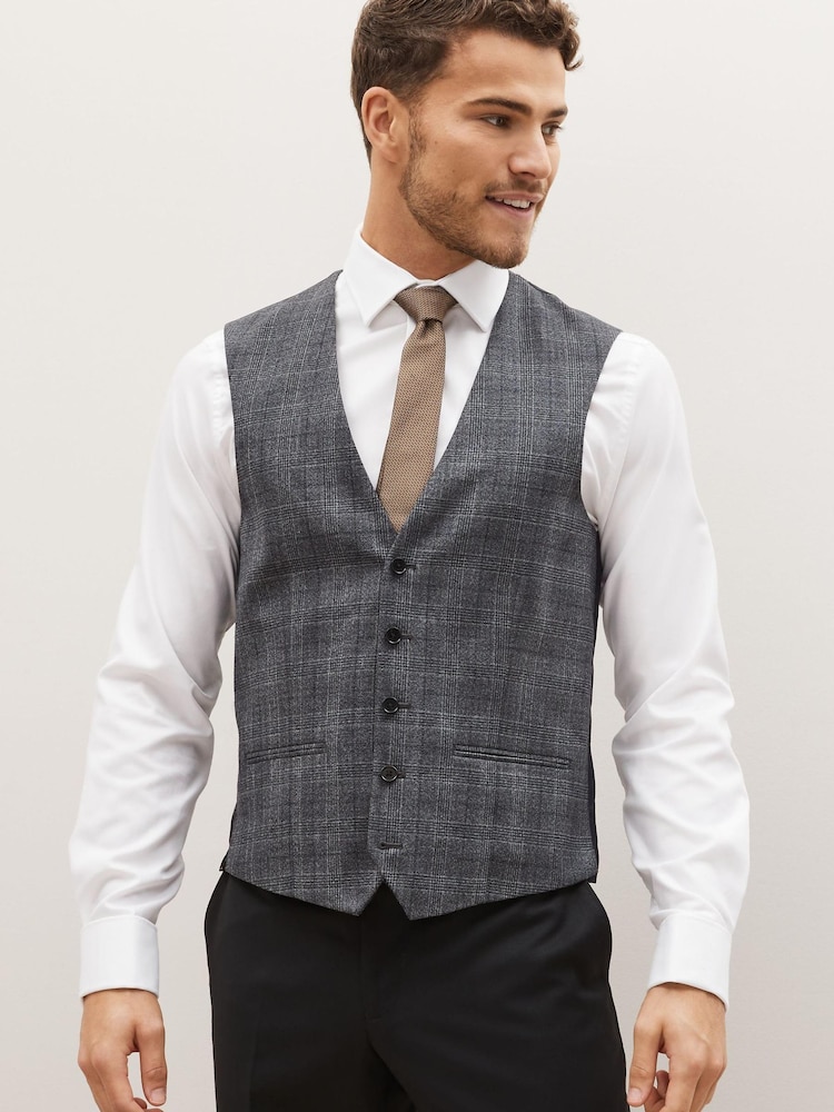 Grey Check Suit Waistcoat - Image 1 of 8 Grey Check Suit Waistcoat - Image 1 of 8