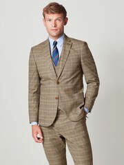 Taupe Brown Check Suit: Jacket - Image 1 of 11