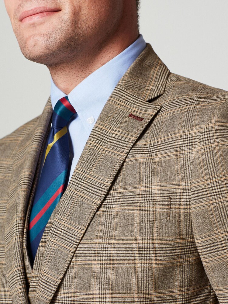 Taupe Brown Check Suit: Jacket - Image 4 of 11