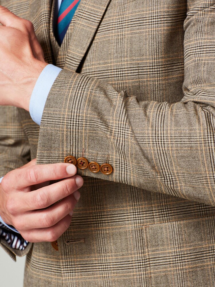 Taupe Brown Check Suit: Jacket - Image 5 of 11