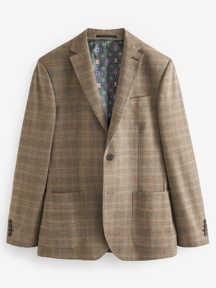 Taupe Brown Check Suit: Jacket - Image 7 of 11