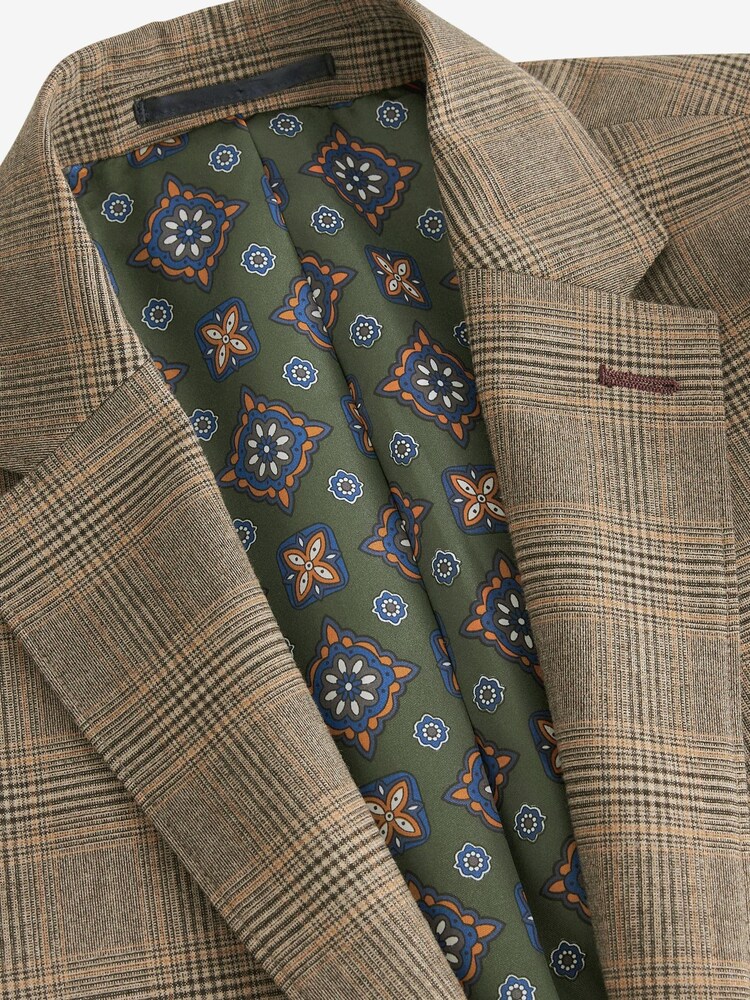 Taupe Brown Check Suit: Jacket - Image 8 of 11