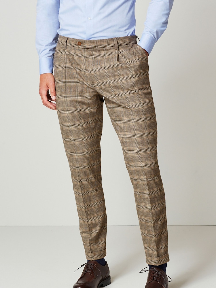 Taupe Brown Check Suit: Trousers - Image 1 of 1 Taupe Brown Check Suit: Trousers - Image 1 of 1