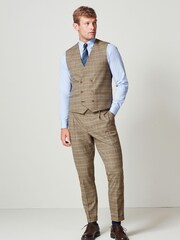 Taupe Brown Check Suit: Waistcoat - Image 3 of 9