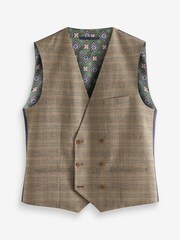 Taupe Brown Check Suit: Waistcoat - Image 6 of 9