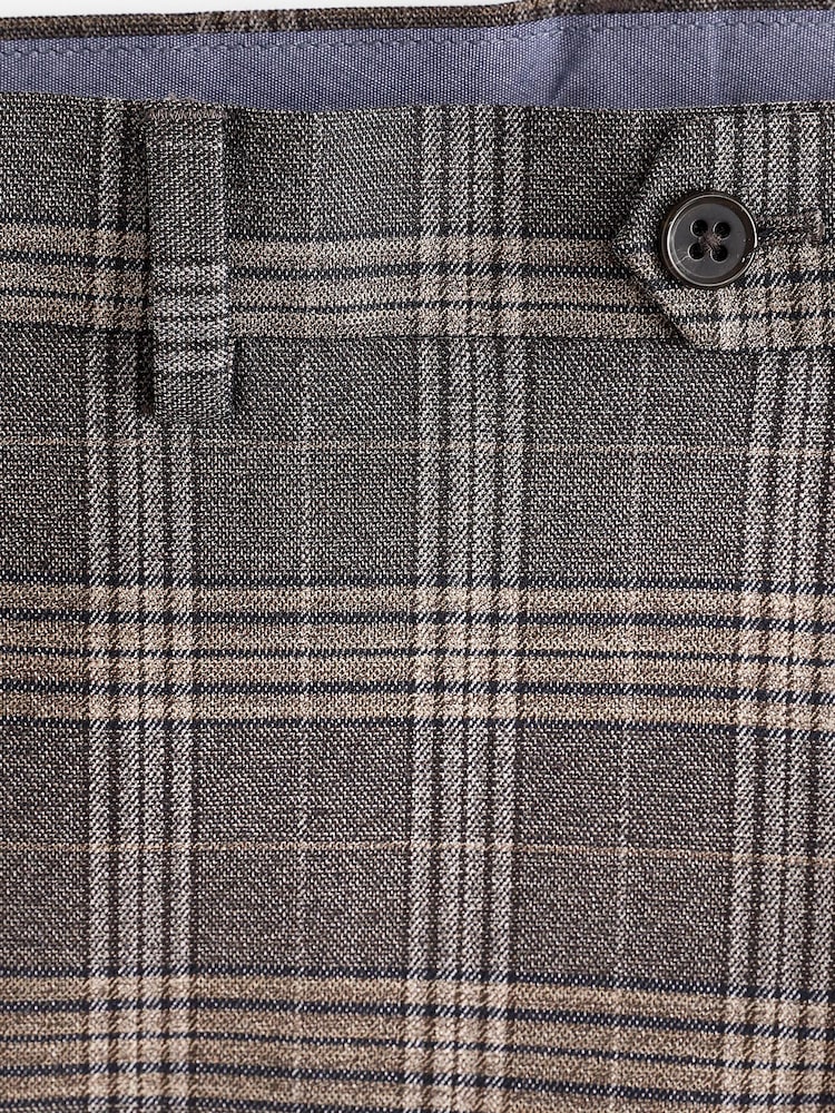 Brown Slim Fit Trimmed Check Suit: Trousers - Image 9 of 9 Brown Slim Fit Trimmed Check Suit: Trousers - Image 9 of 9