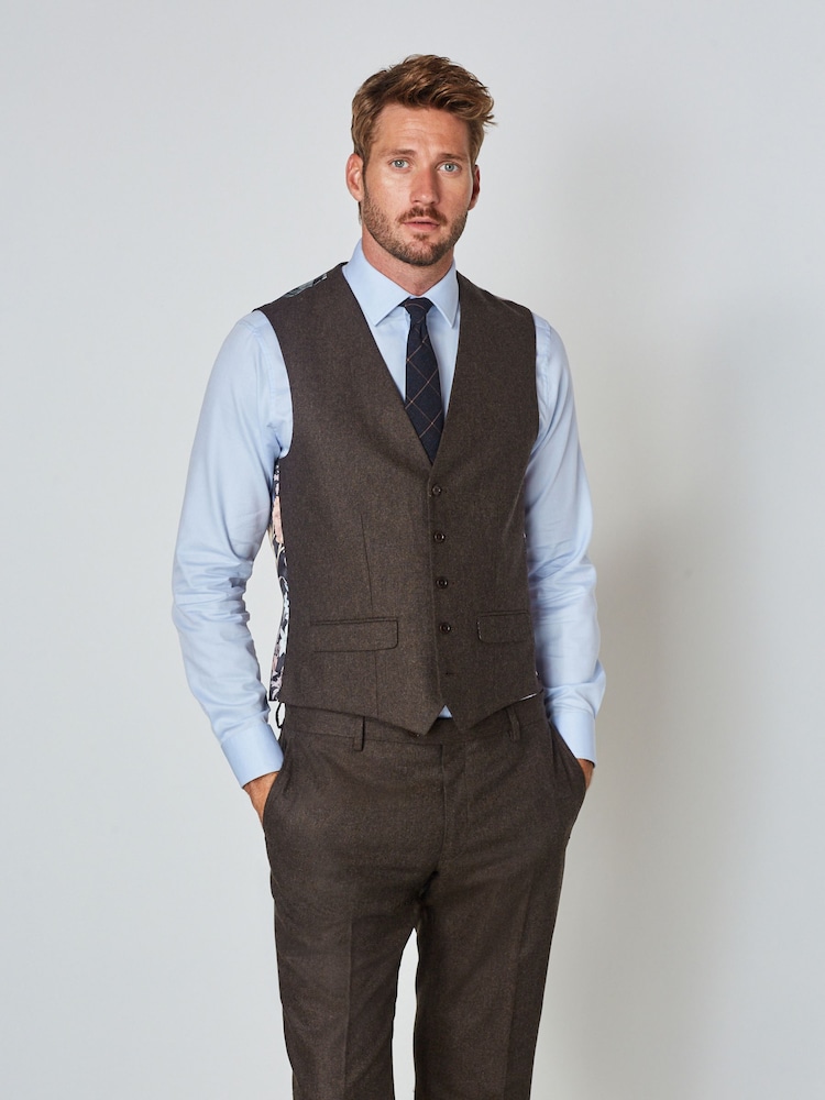 Brown Donegal Suit Waistcoat - Image 1 of 10