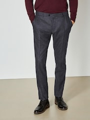 Navy Slim Wool Blend Donegal Suit: Trousers - Image 1 of 6