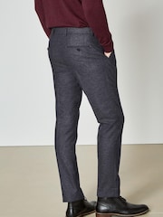 Navy Slim Wool Blend Donegal Suit: Trousers - Image 2 of 6