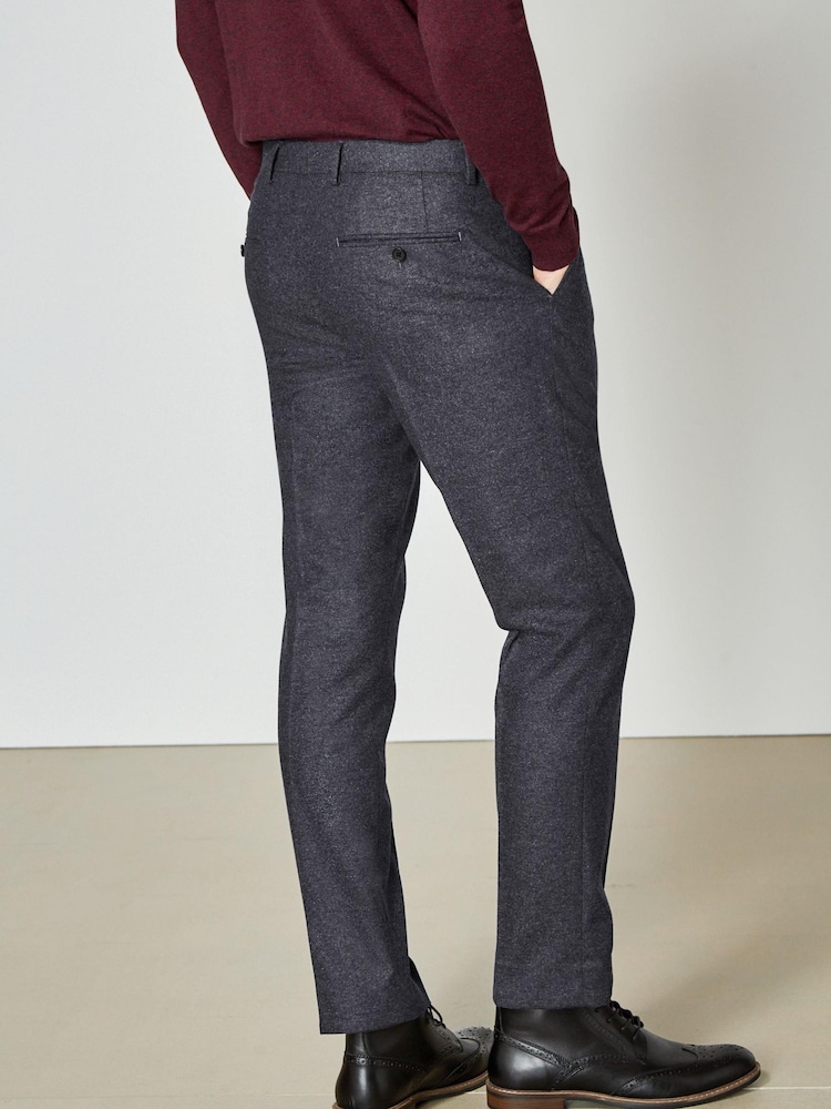 Navy Slim Wool Blend Donegal Suit: Trousers - Image 2 of 6