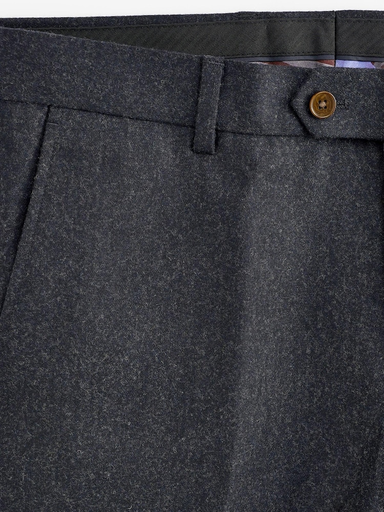 Navy Slim Wool Blend Donegal Suit: Trousers - Image 5 of 6