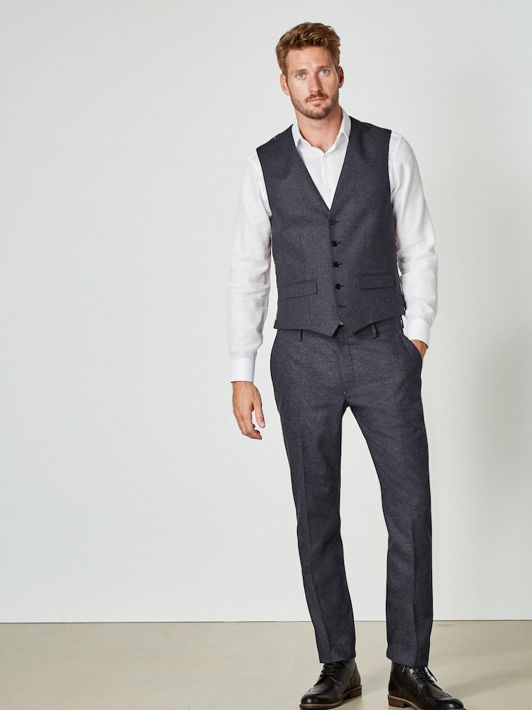 Navy Donegal Suit Waistcoat - Image 3 of 12