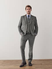 Grey Trimmed Donegal Fabric Regular Fit Suit Waistcoat - Image 3 of 10