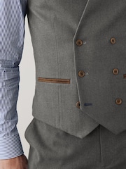 Grey Trimmed Donegal Fabric Regular Fit Suit Waistcoat - Image 6 of 10