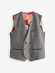 Grey Trimmed Donegal Fabric Regular Fit Suit Waistcoat - Image 7 of 10