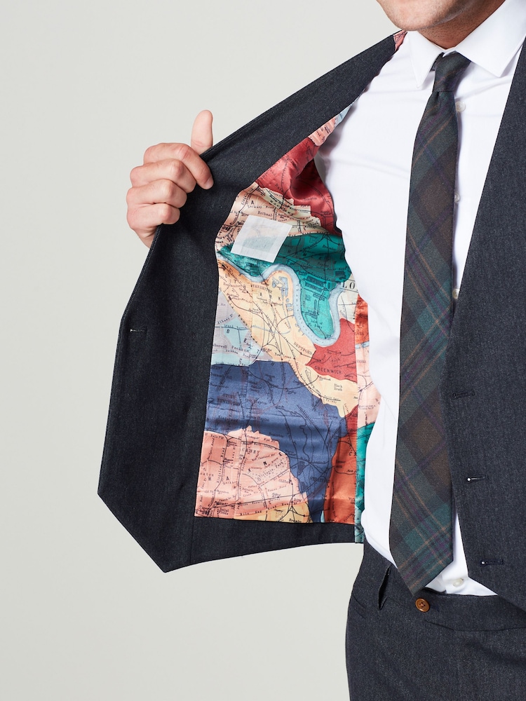 Navy Regular Fit Trimmed Donegal Fabric Suit Waistcoat - Image 5 of 11