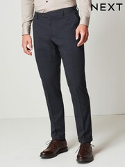 Navy Blue Herringbone Suit Trousers - Image 1 of 10
