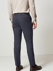 Navy Blue Herringbone Suit Trousers - Image 4 of 10