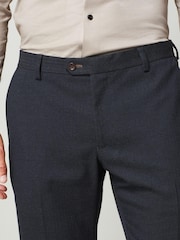 Navy Blue Herringbone Suit Trousers - Image 5 of 10