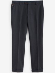 Navy Blue Herringbone Suit Trousers - Image 7 of 10