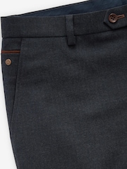 Navy Blue Herringbone Suit Trousers - Image 8 of 10