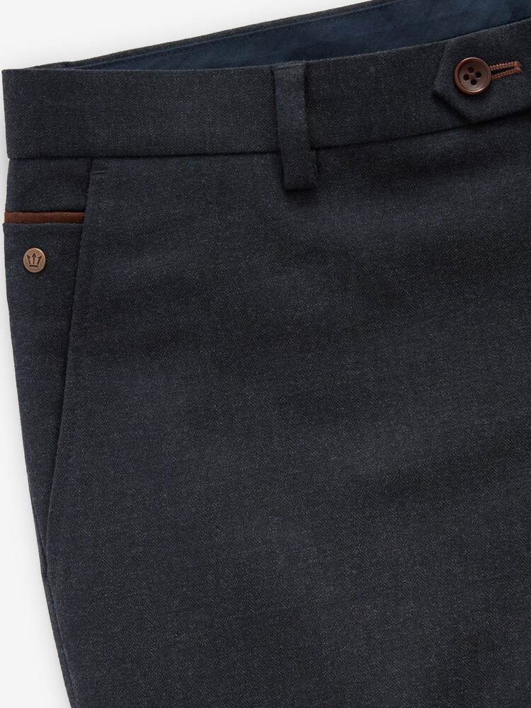 Bleu marine - Pantalon de costume à chevrons - Image 8 of 10