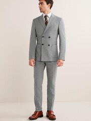 Light Grey Slim Fit Double Breasted Flannel Suit: Jacket - Image 4 of 11