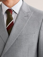Light Grey Slim Fit Double Breasted Flannel Suit: Jacket - Image 5 of 11