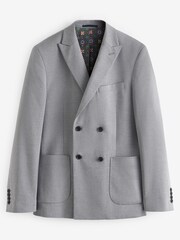 Light Grey Slim Fit Double Breasted Flannel Suit: Jacket - Image 7 of 11