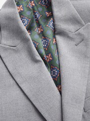 Light Grey Slim Fit Double Breasted Flannel Suit: Jacket - Image 8 of 11
