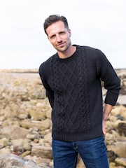 Синий - Celtic & Co. Cable Crew Neck Jumper - Image 1 of 4