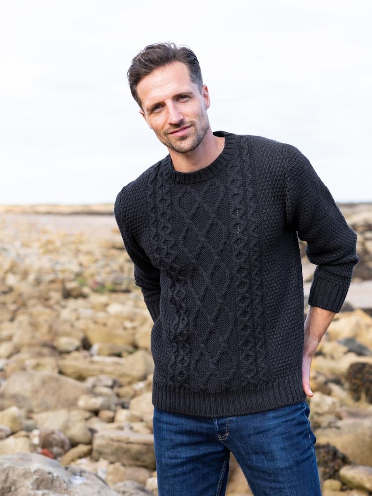 Синий - Celtic & Co. Cable Crew Neck Jumper - Image 1 of 4