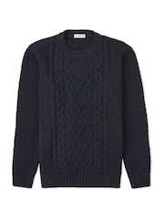 Синий - Celtic & Co. Cable Crew Neck Jumper - Image 2 of 4