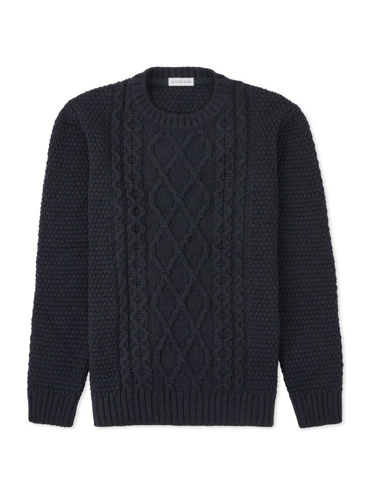 Синий - Celtic & Co. Cable Crew Neck Jumper - Image 2 of 4