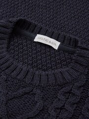 Синий - Celtic & Co. Cable Crew Neck Jumper - Image 4 of 4