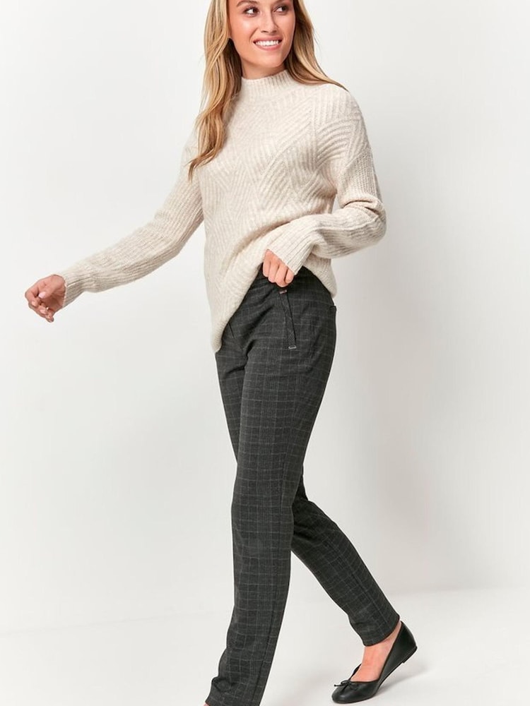 M&Co Grey Slim Leg Check Trousers - Image 1 of 2 M&Co Grey Slim Leg Check Trousers - Image 1 of 2
