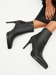 Black Forever Comfort® Point Toe Heeled Platform Boots - Image 1 of 8