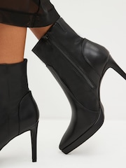 Black Forever Comfort® Point Toe Heeled Platform Boots - Image 2 of 8