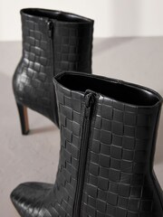 Schwarz - Signature Leather Forever Comfort® Stiefel mit geflochtener quadratischer Zehe - Bild 2 von 6