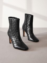 Schwarz - Signature Leather Forever Comfort® Stiefel mit geflochtener quadratischer Zehe - Bild 6 von 6