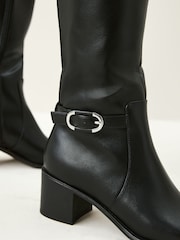 Black Forever Comfort® Buckle Detail Knee High Boots - Image 2 of 8