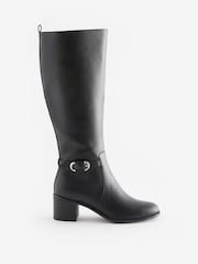 Black Forever Comfort® Buckle Detail Knee High Boots - Image 4 of 8