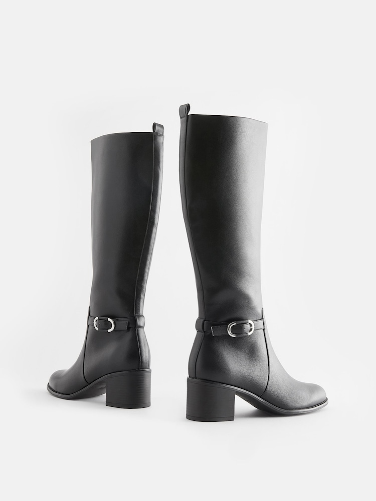 Black Forever Comfort® Buckle Detail Knee High Boots - Image 5 of 8