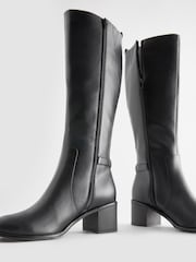 Black Forever Comfort® Buckle Detail Knee High Boots - Image 6 of 8