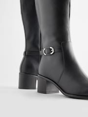Black Forever Comfort® Buckle Detail Knee High Boots - Image 7 of 8