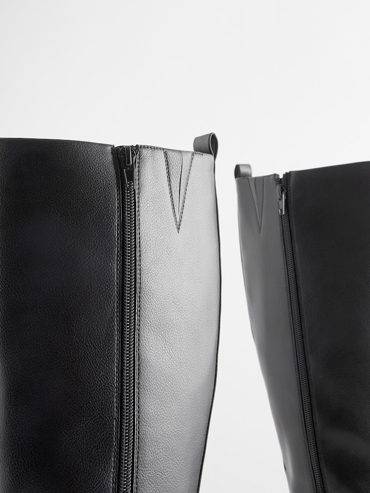 Black Forever Comfort® Buckle Detail Knee High Boots - Image 8 of 8