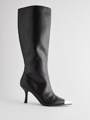 Black Forever Comfort® Toe Cap Heeled Knee High Boots - Image 6 of 9